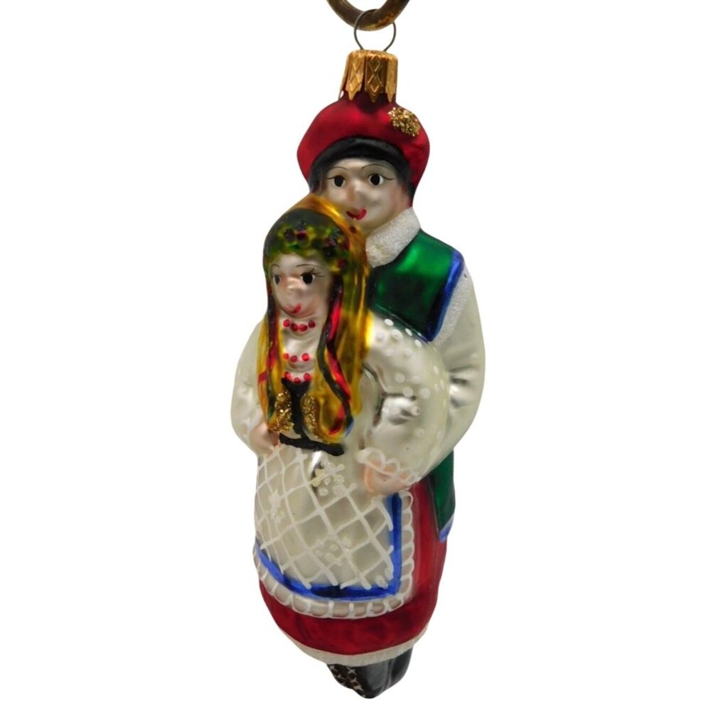 Blown Glass Ornament Polish Dancing Couple Christmas